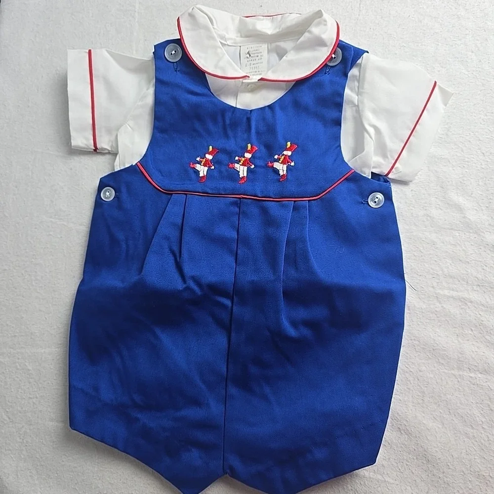Vintage Baby Togs 6-9 Month Embroidered Nutcracker Soldiers Romper Dress Shirt‎